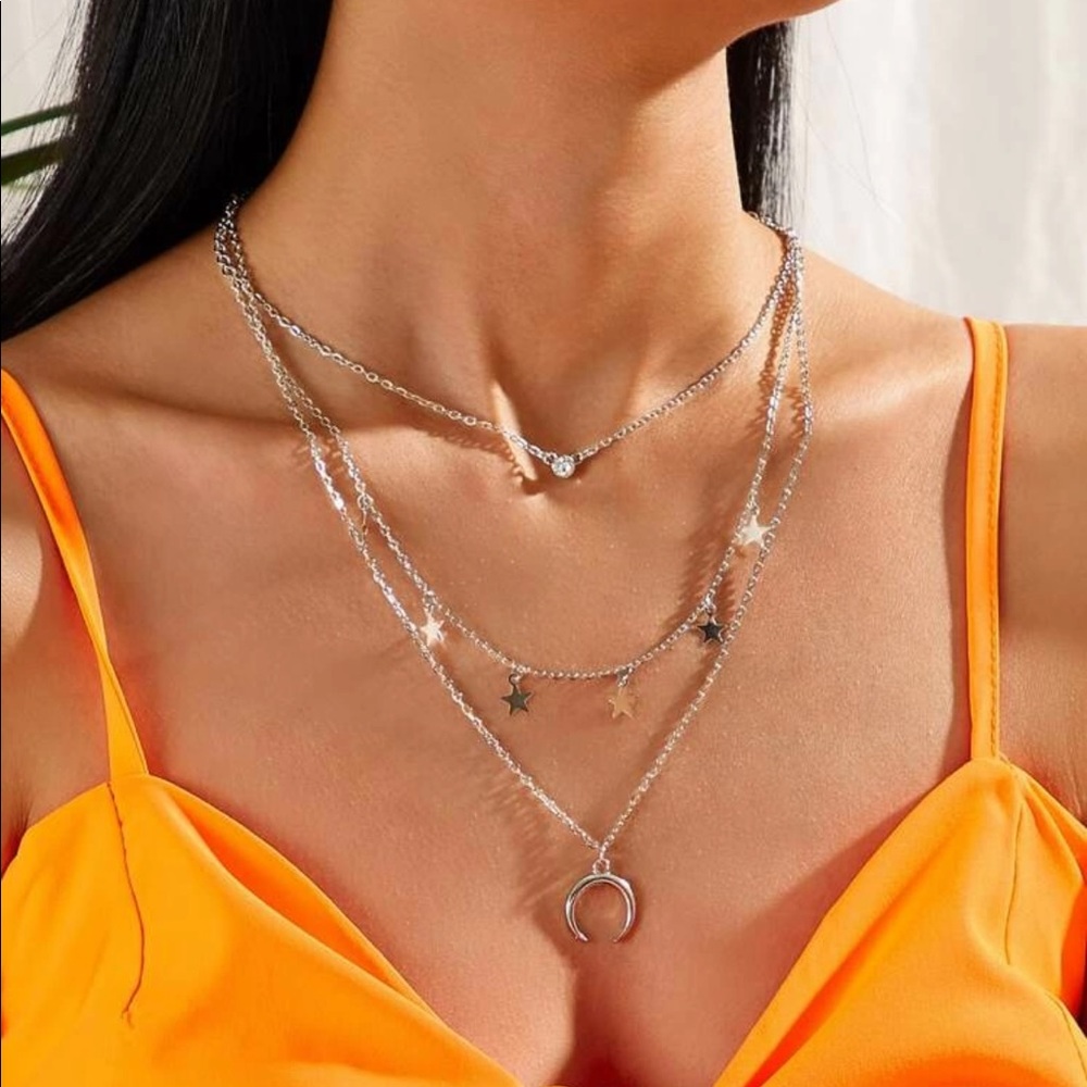 • Natalia • Layered Moon + Stars Necklace - Picture 2 of 5